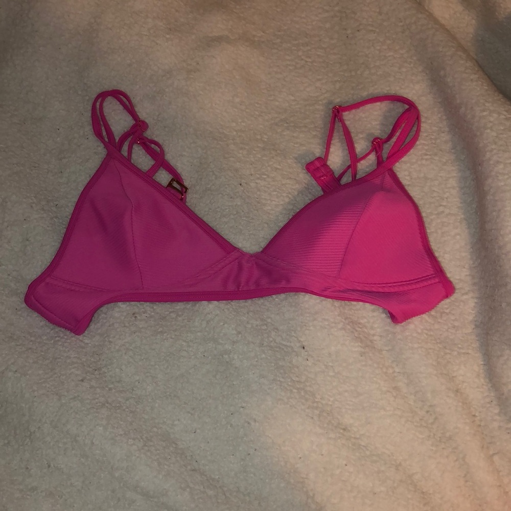 Neon pink straps back bikini